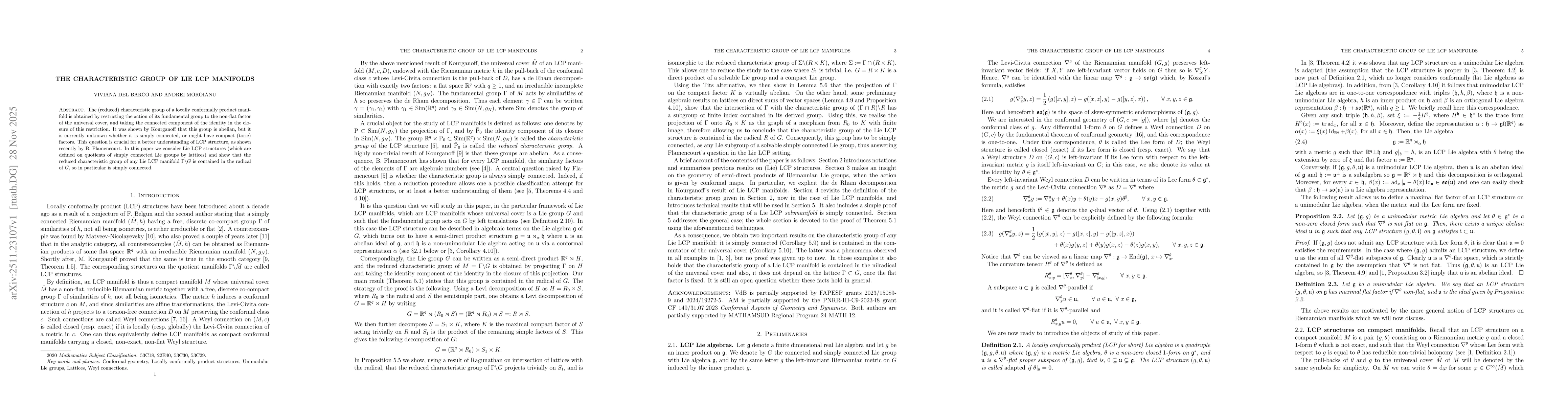 Thumbnail for The characteristic group of Lie LCP manifolds
