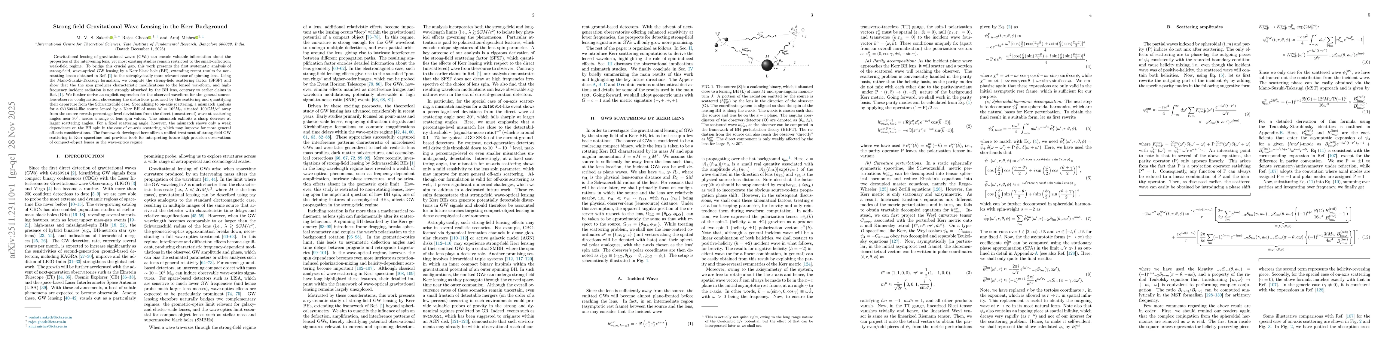 Thumbnail for Strong-field Gravitational Wave Lensing in the Kerr Background