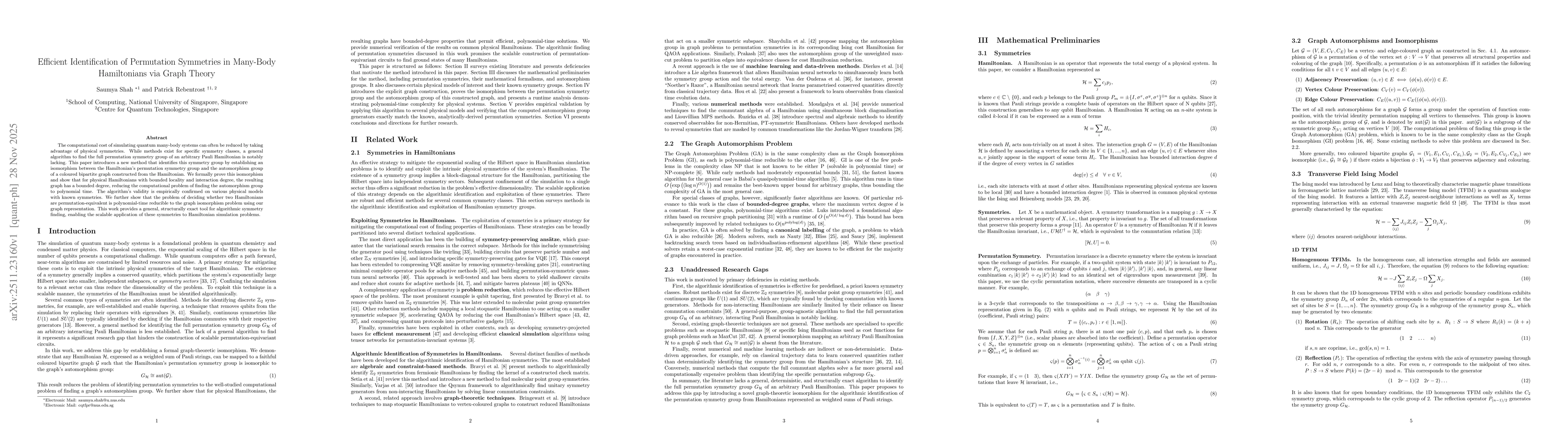 Thumbnail for Efficient Identification of Permutation Symmetries in Many-Body Hamiltonians via Graph Theory