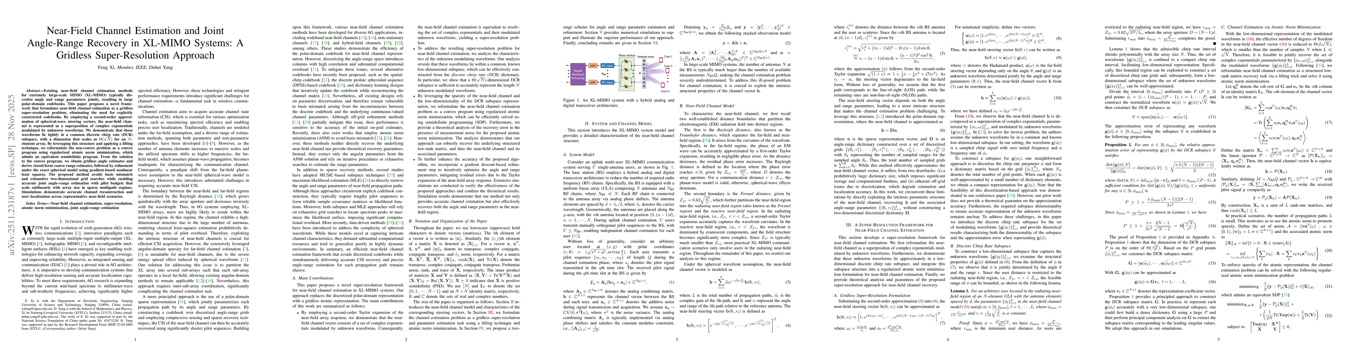Thumbnail for Near-Field Channel Estimation and Joint Angle-Range Recovery in XL-MIMO Systems: A Gridless Super-Resolution Approach