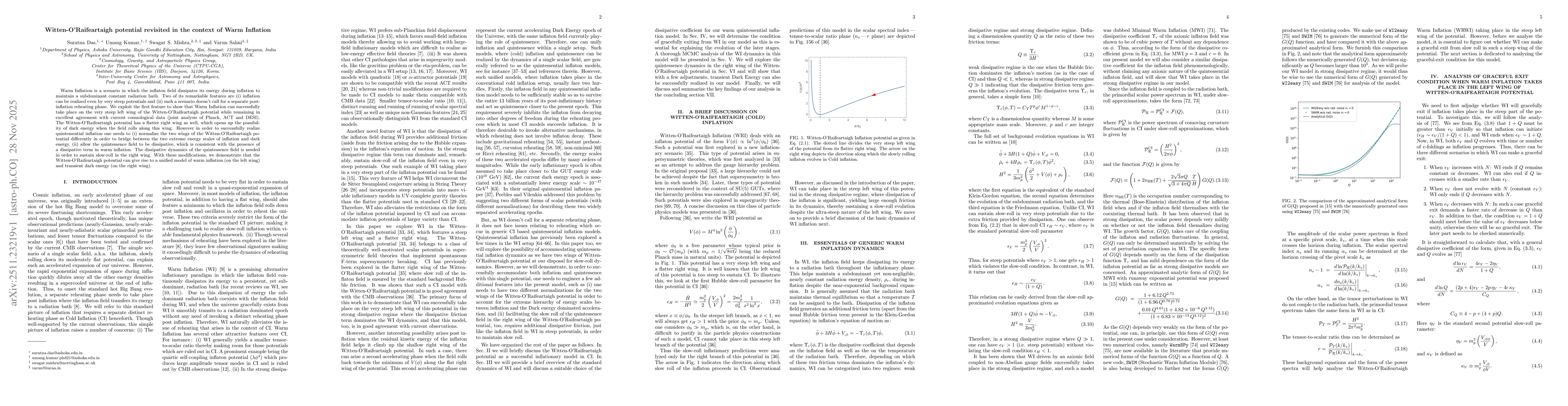 Thumbnail for Witten-O'Raifeartaigh potential revisited in the context of Warm Inflation