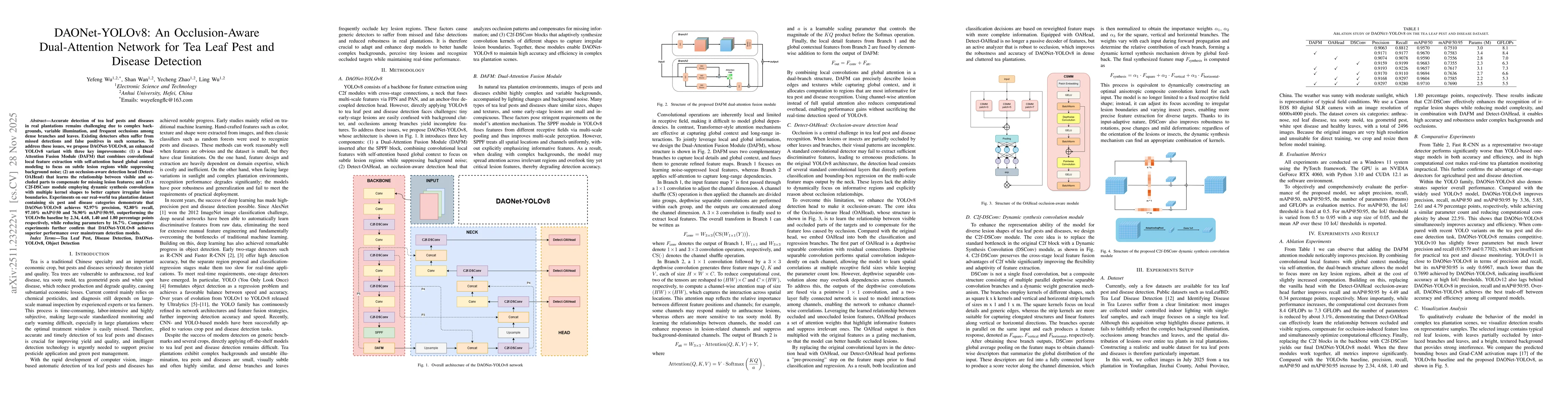 Thumbnail for DAONet-YOLOv8: An Occlusion-Aware Dual-Attention Network for Tea Leaf Pest and Disease Detection