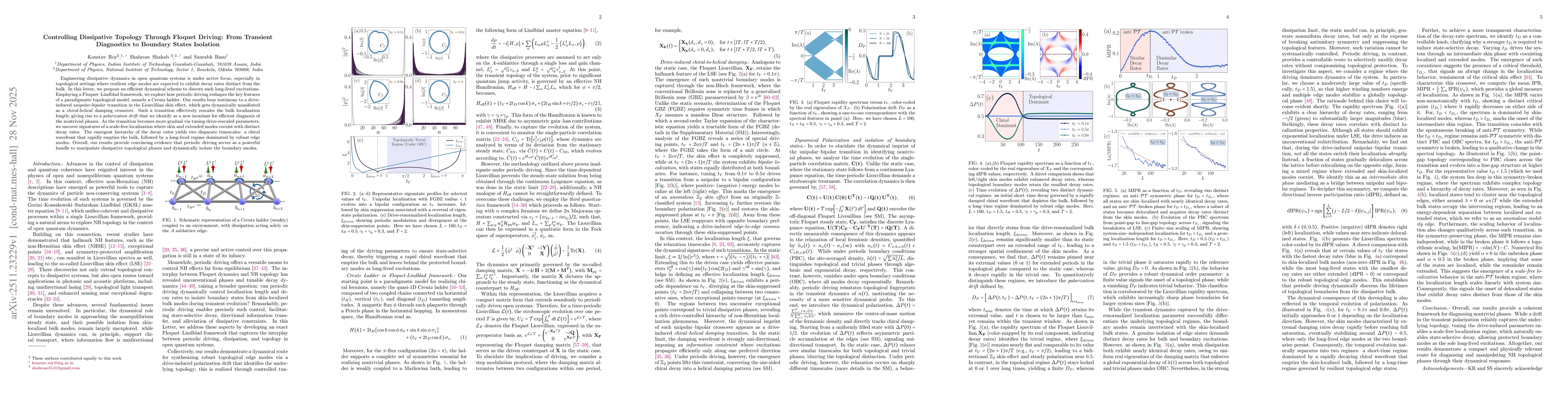 Thumbnail for Controlling Dissipative Topology Through Floquet Driving: From Transient Diagnostics to Boundary States Isolation