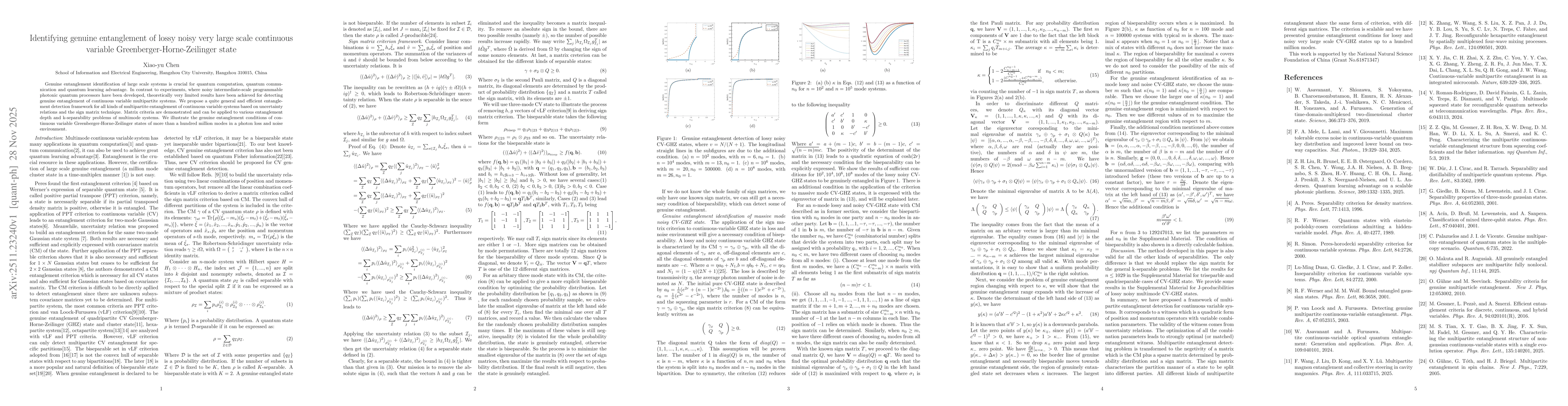 Thumbnail for Identifying genuine entanglement of lossy noisy very large scale continuous variable Greenberger-Horne-Zeilinger state