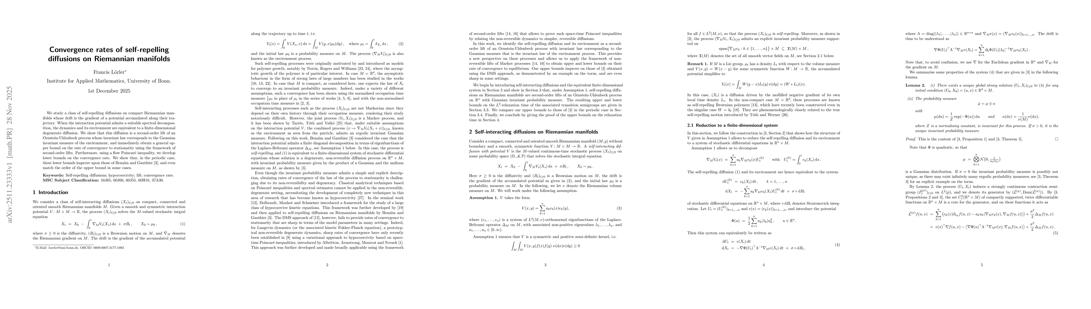 Thumbnail for Convergence rates of self-repelling diffusions on Riemannian manifolds