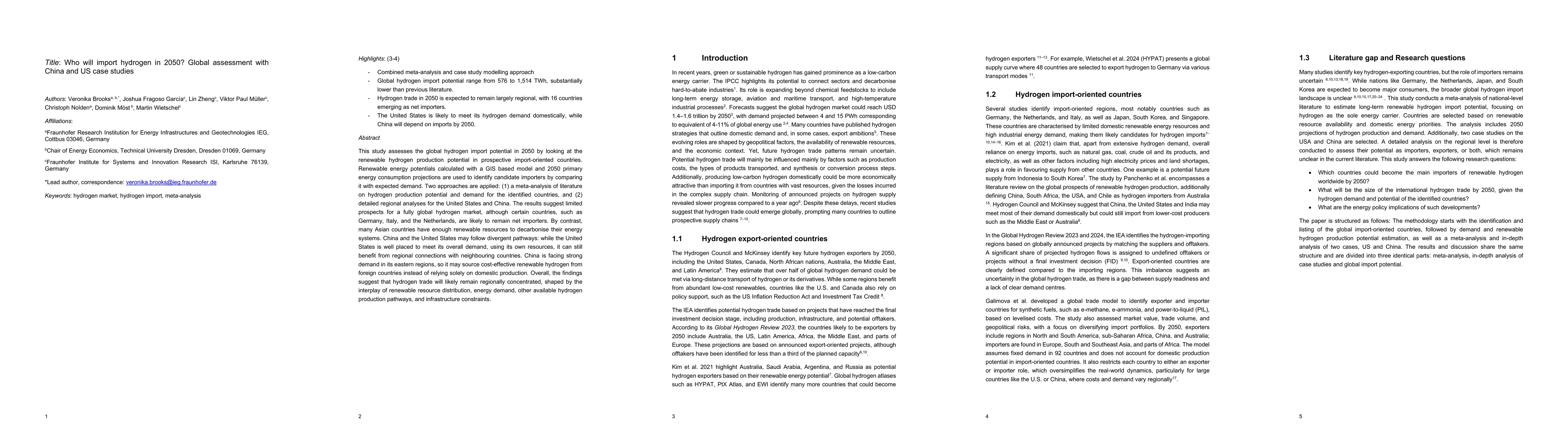 Thumbnail for Who will import hydrogen in 2050? Global assessment with China and US case studies