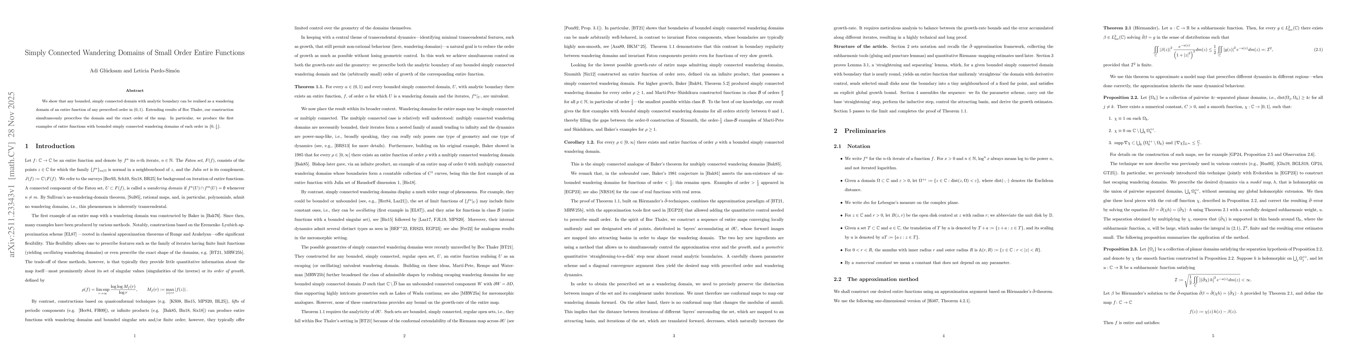 Thumbnail for Simply Connected Wandering Domains of Small Order Entire Functions