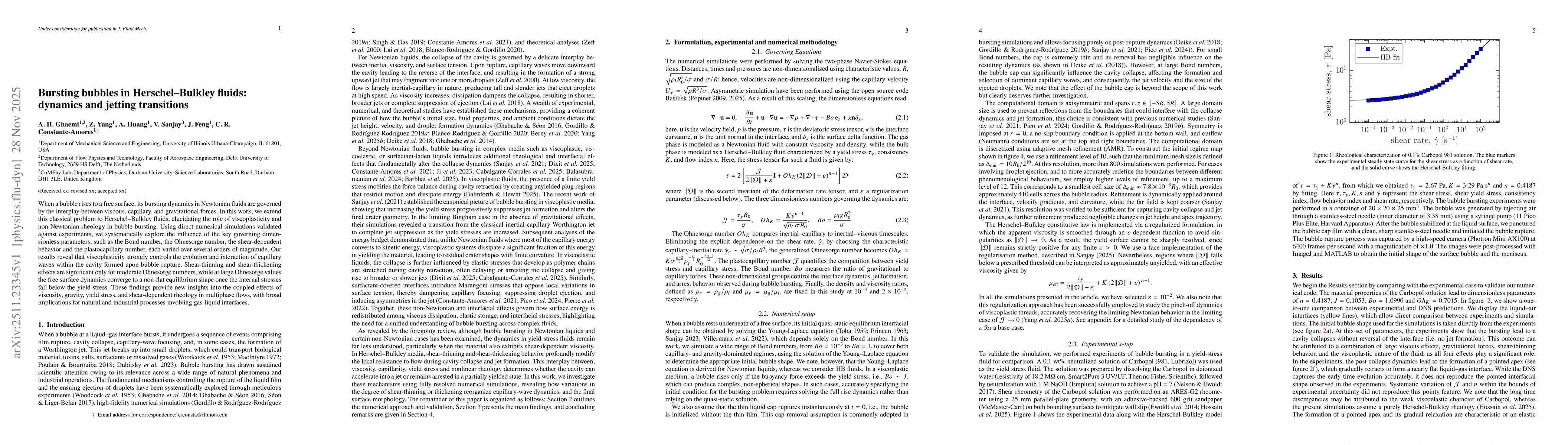 Thumbnail for Bursting bubbles in Herschel-Bulkley fluids: dynamics and jetting transitions
