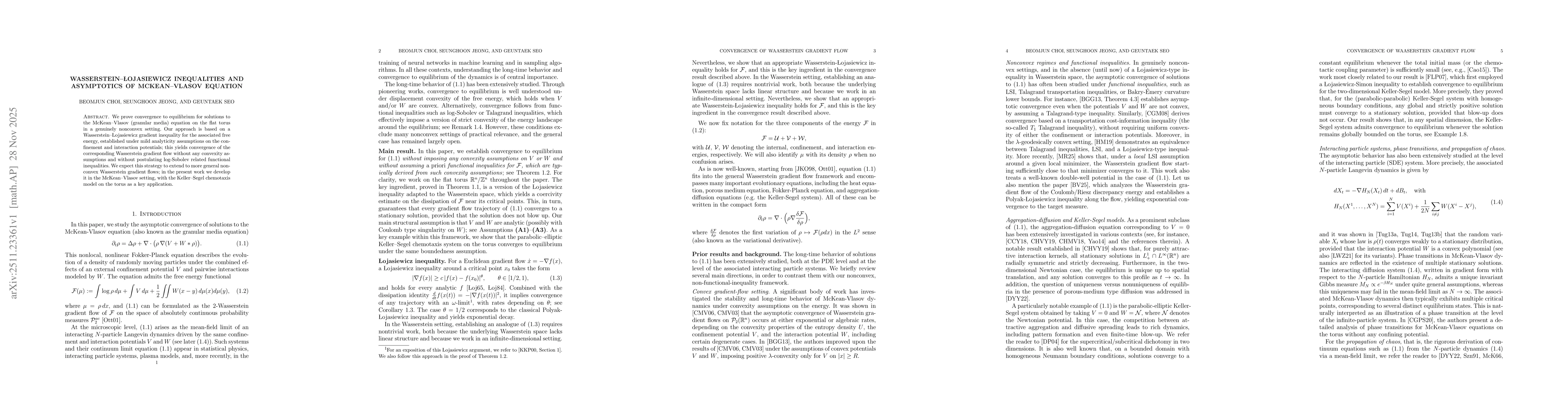 Thumbnail for Wasserstein-Łojasiewicz inequalities and asymptotics of McKean-Vlasov equation