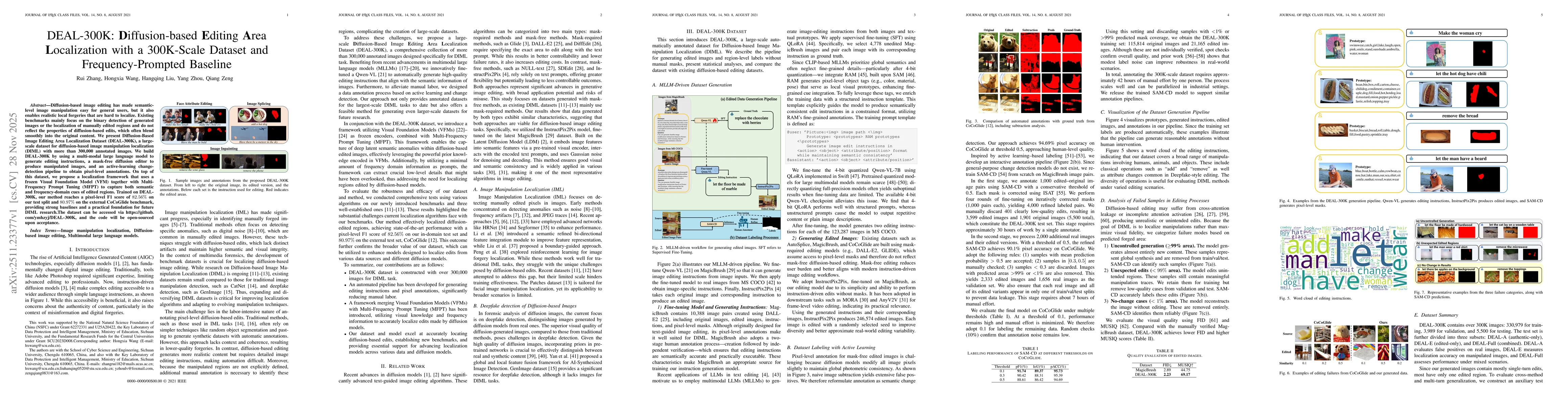 Thumbnail for DEAL-300K: Diffusion-based Editing Area Localization with a 300K-Scale Dataset and Frequency-Prompted Baseline
