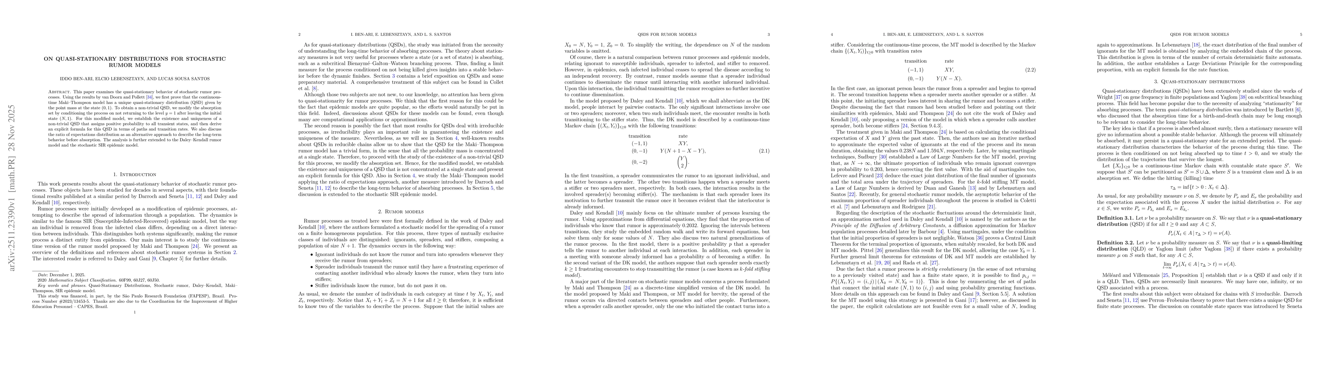 Thumbnail for On quasi-stationary distributions for stochastic rumor models