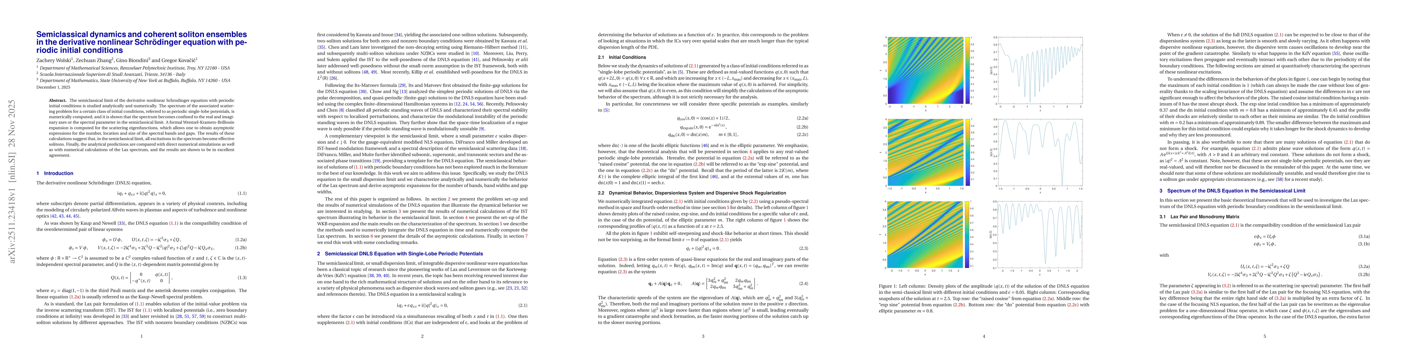 Thumbnail for Semiclassical dynamics and coherent soliton ensembles in the derivative nonlinear Schrödinger equation with periodic initial conditions