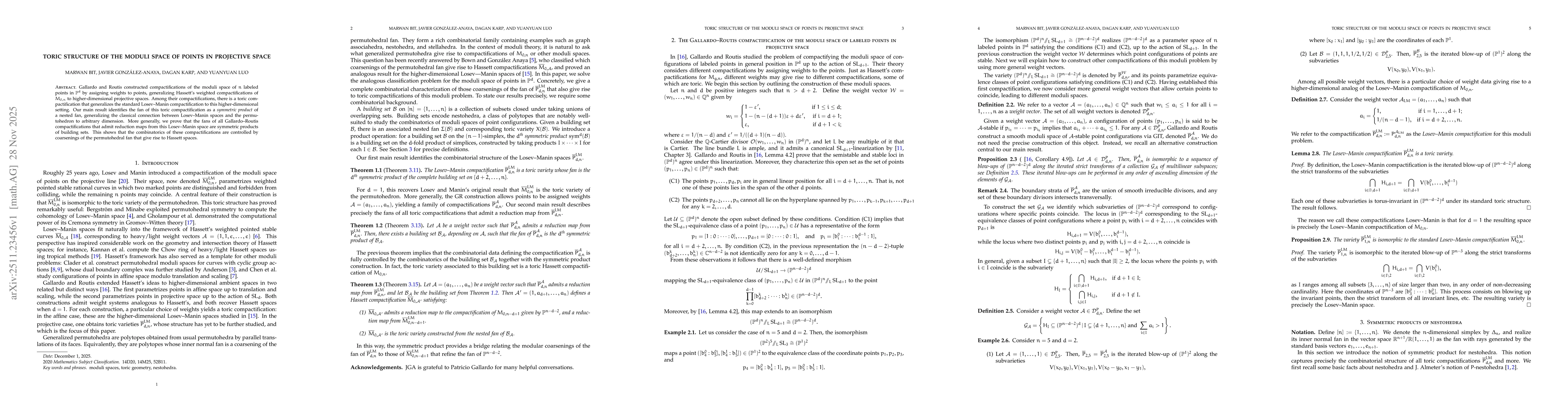 Thumbnail for Toric structure of the moduli space of points in projective space