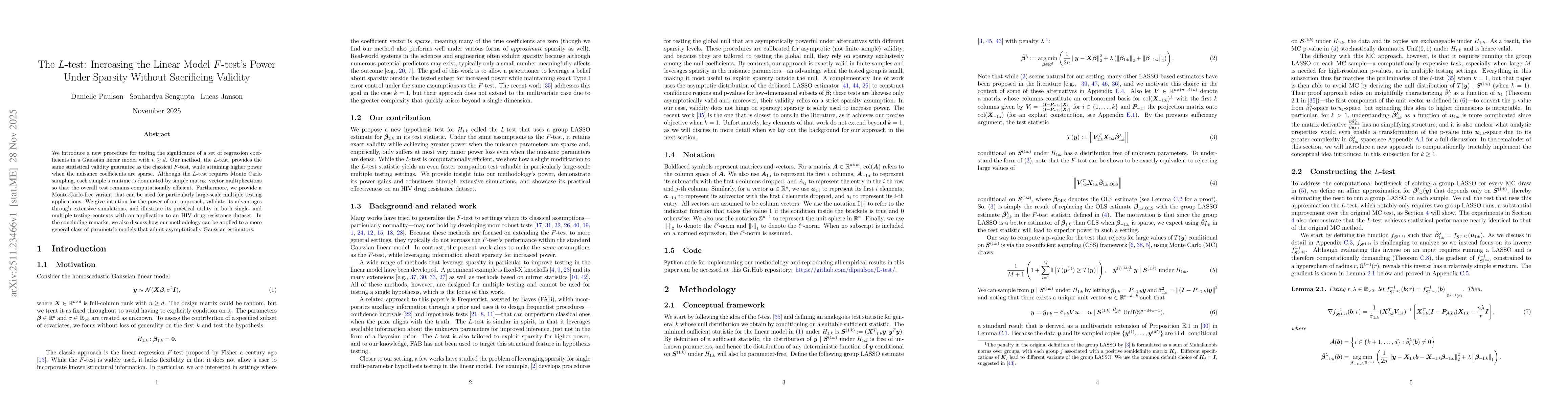Thumbnail for The $L$-test: Increasing the Linear Model $F$-test's Power Under Sparsity Without Sacrificing Validity
