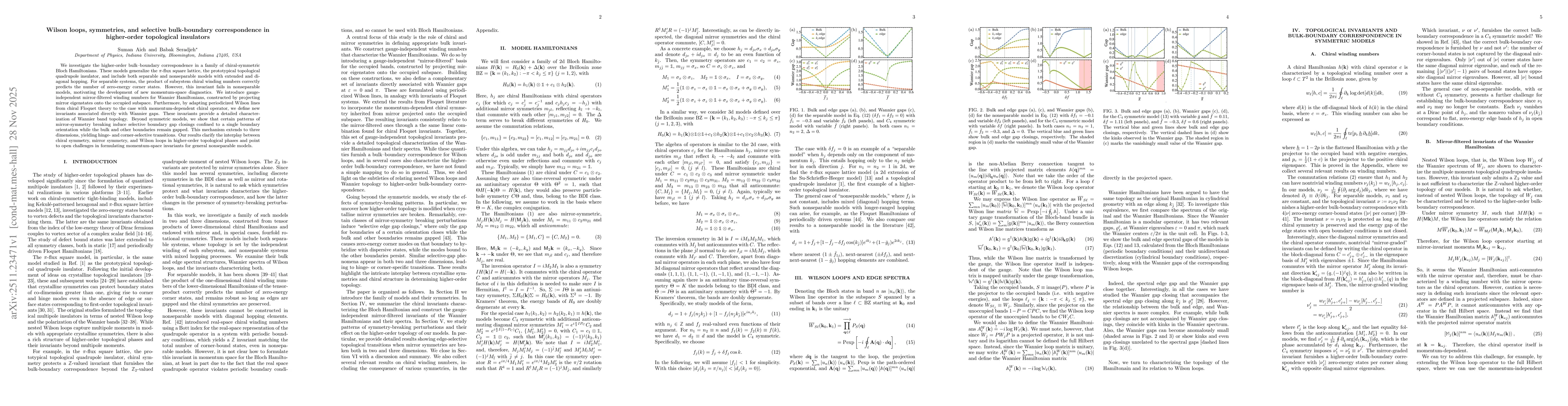 Thumbnail for Wilson loops, symmetries, and selective bulk-boundary correspondence in higher-order topological insulators