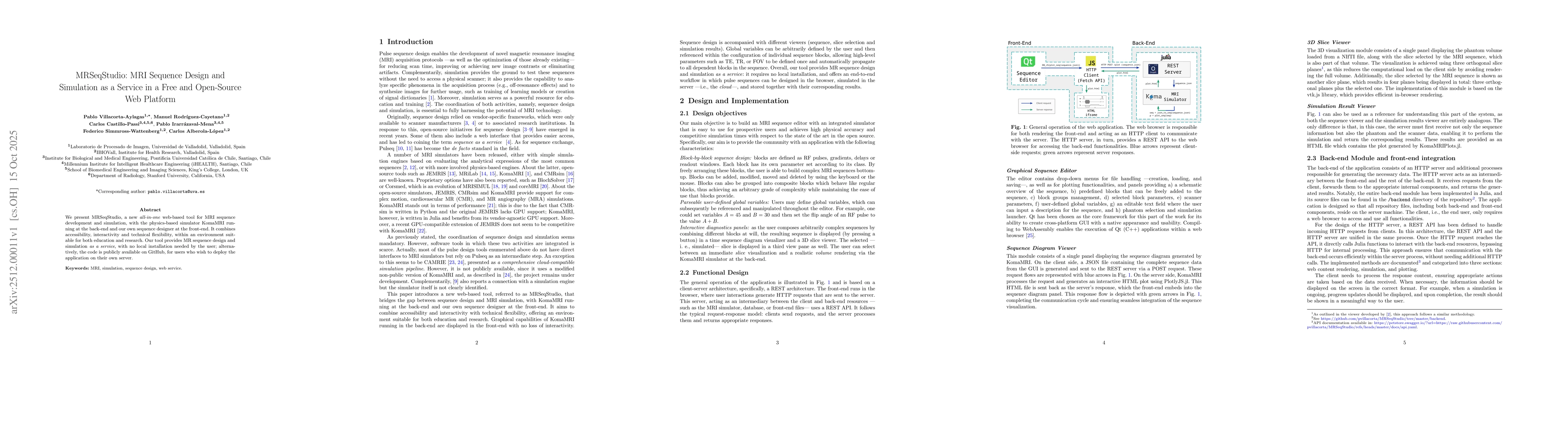 Thumbnail for MRSeqStudio: MRI Sequence Design and Simulation as a Service in a Free and Open-Source Web Platform
