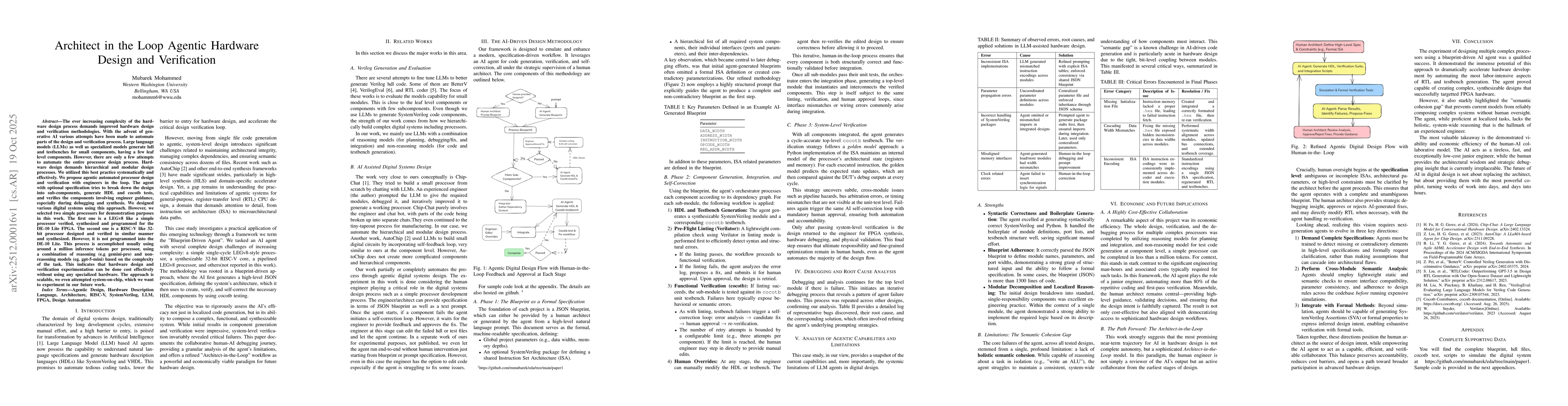 Thumbnail for Architect in the Loop Agentic Hardware Design and Verification
