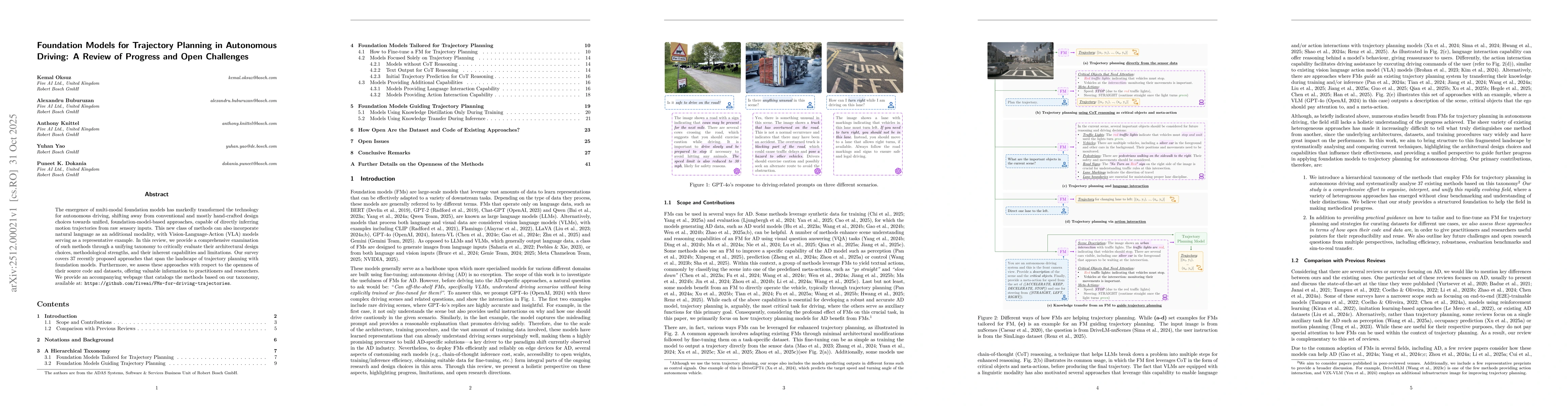 Thumbnail for Foundation Models for Trajectory Planning in Autonomous Driving: A Review of Progress and Open Challenges