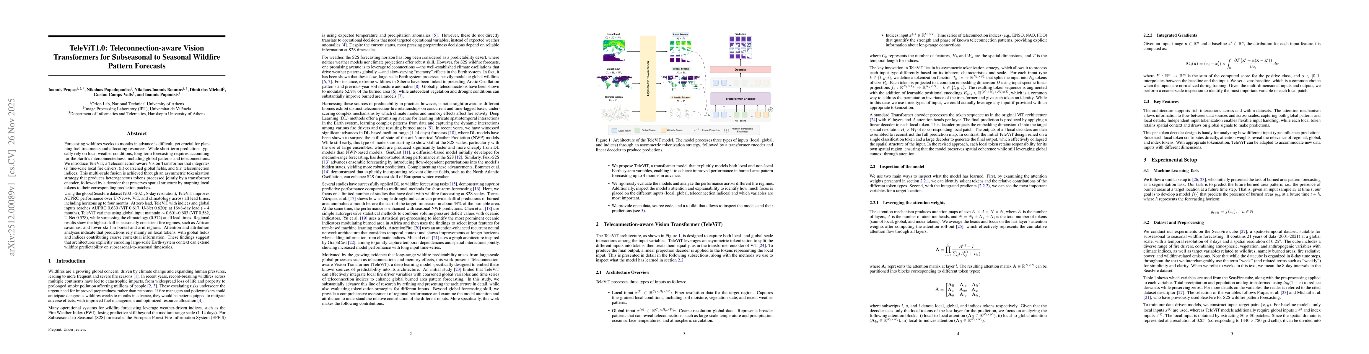 Thumbnail for TeleViT1.0: Teleconnection-aware Vision Transformers for Subseasonal to Seasonal Wildfire Pattern Forecasts