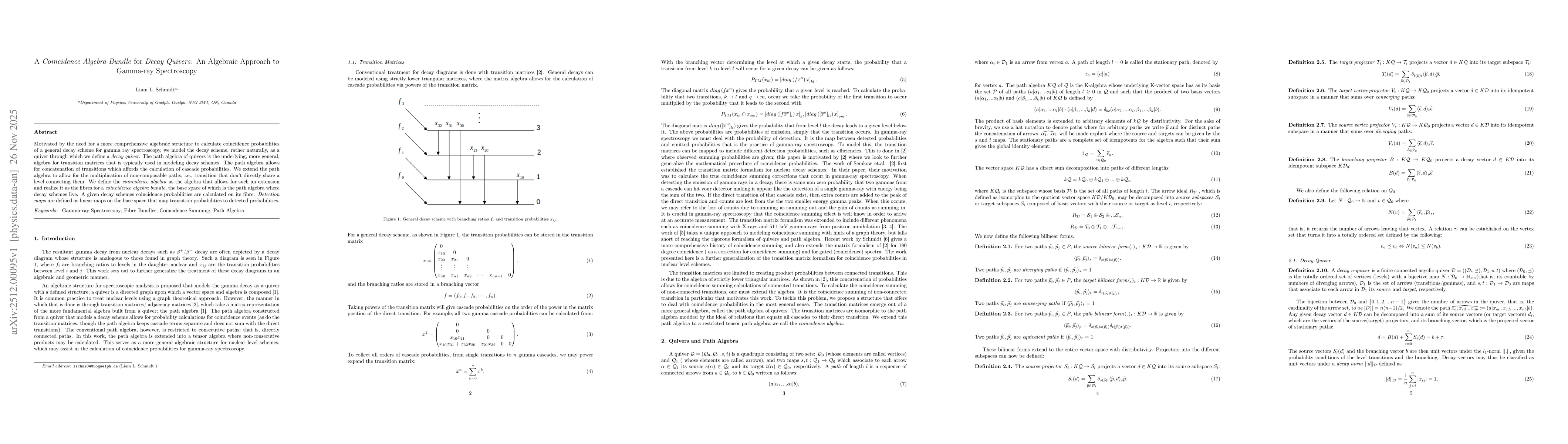 Thumbnail for Coincidence Algebra Bundle for Decay Quivers: An Algebraic Approach to Gamma-ray Spectroscopy