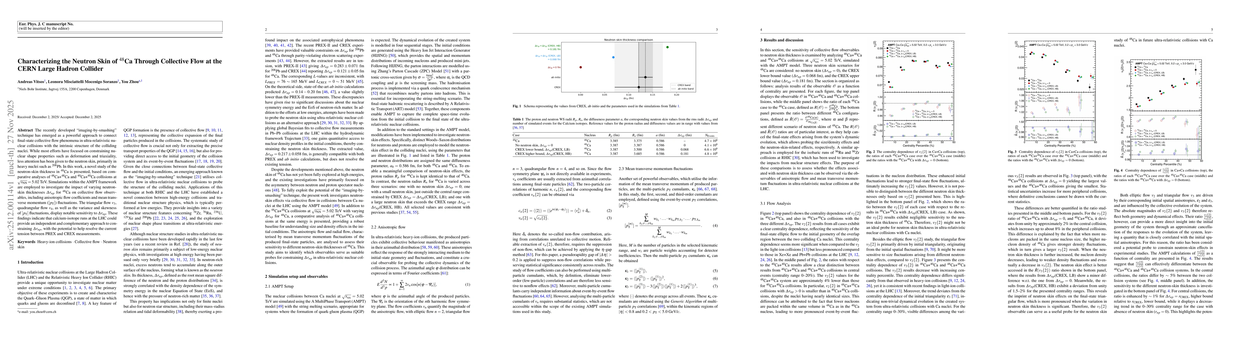Thumbnail for Characterizing the Neutron Skin of $^{48}$Ca Through Collective Flow at the CERN Large Hadron Collider