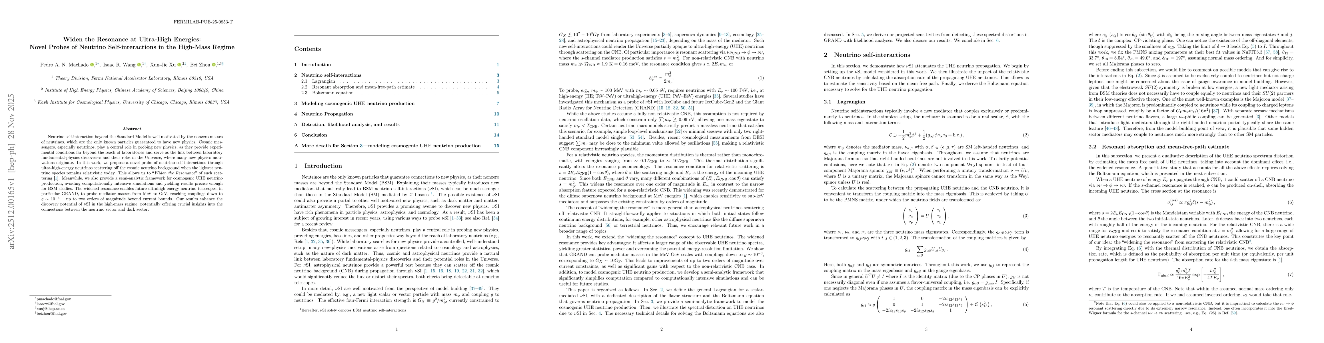 Thumbnail for Widen the Resonance at Ultra-High Energies: Novel Probes of Neutrino Self-interactions in the High-Mass Regime