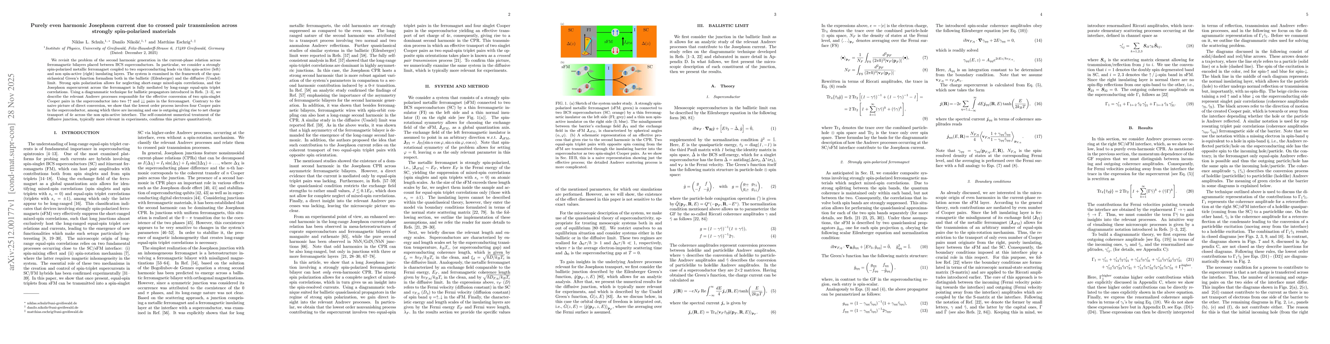 Thumbnail for Purely even harmonic Josephson current due to crossed pair transmission across strongly spin-polarized materials