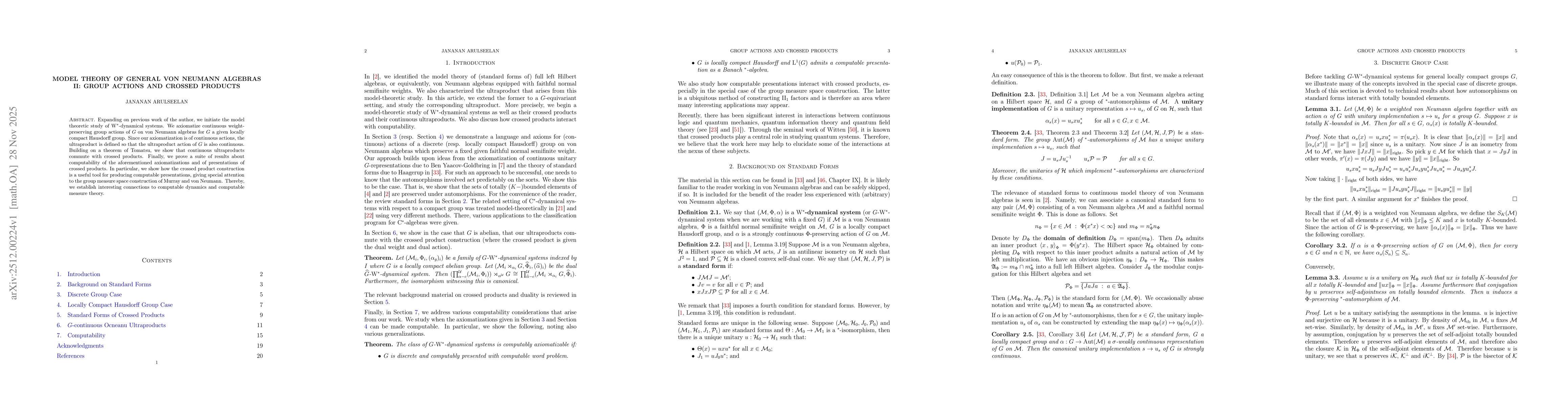 Thumbnail for Model Theory of General von Neumann Algebras II: Group Actions and Crossed Products