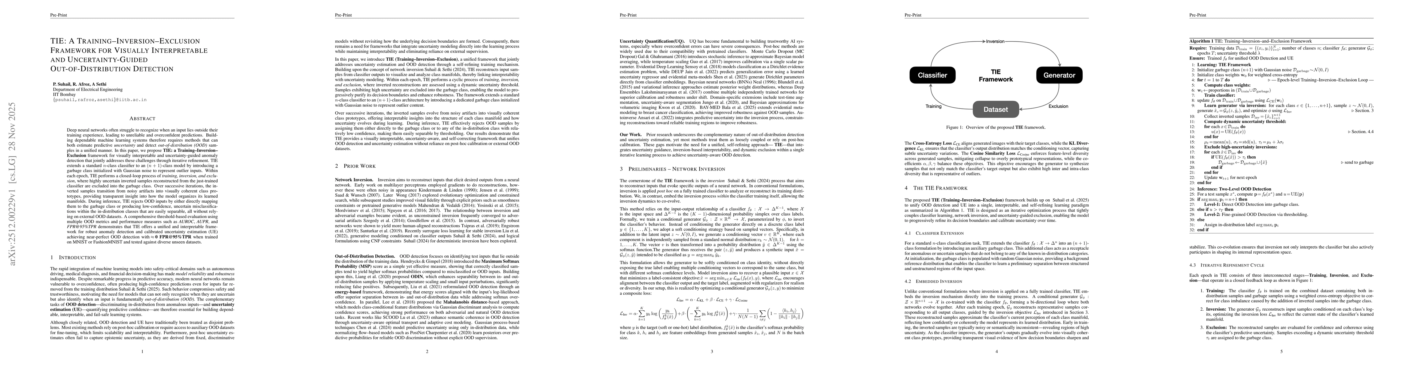 Thumbnail for TIE: A Training-Inversion-Exclusion Framework for Visually Interpretable and Uncertainty-Guided Out-of-Distribution Detection