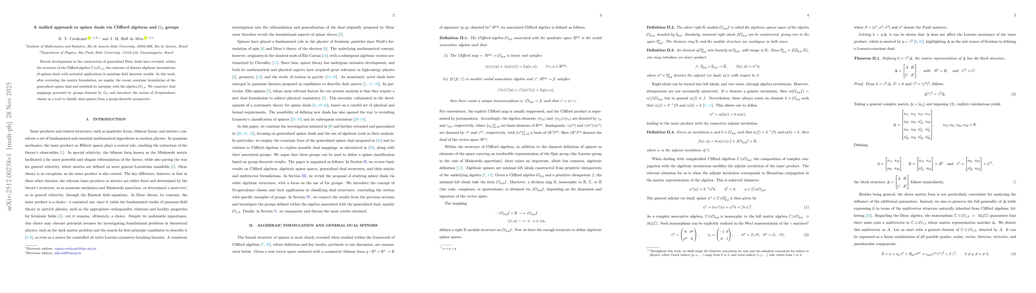 Thumbnail for A unified approach to spinor duals via Clifford algebras and $G_Ω$ groups