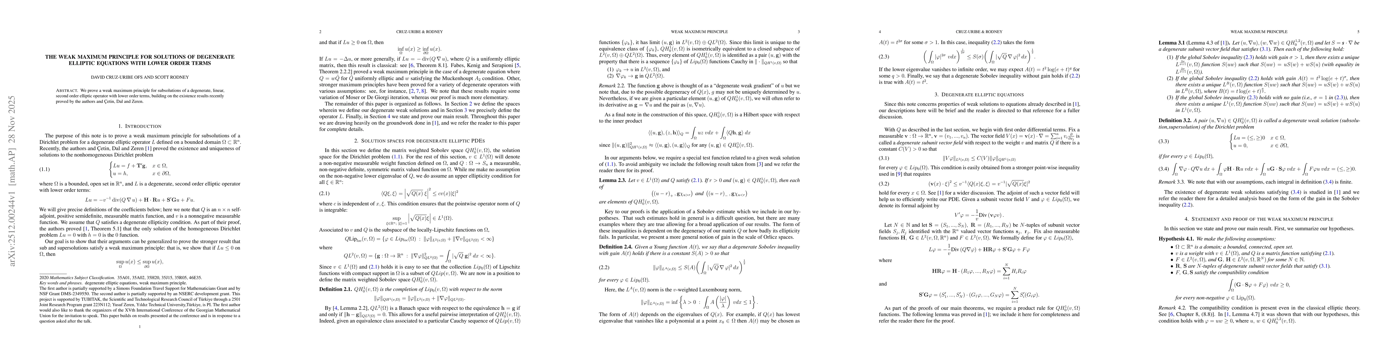 Thumbnail for The weak maximum principle for solutions of degenerate elliptic equations with lower order terms