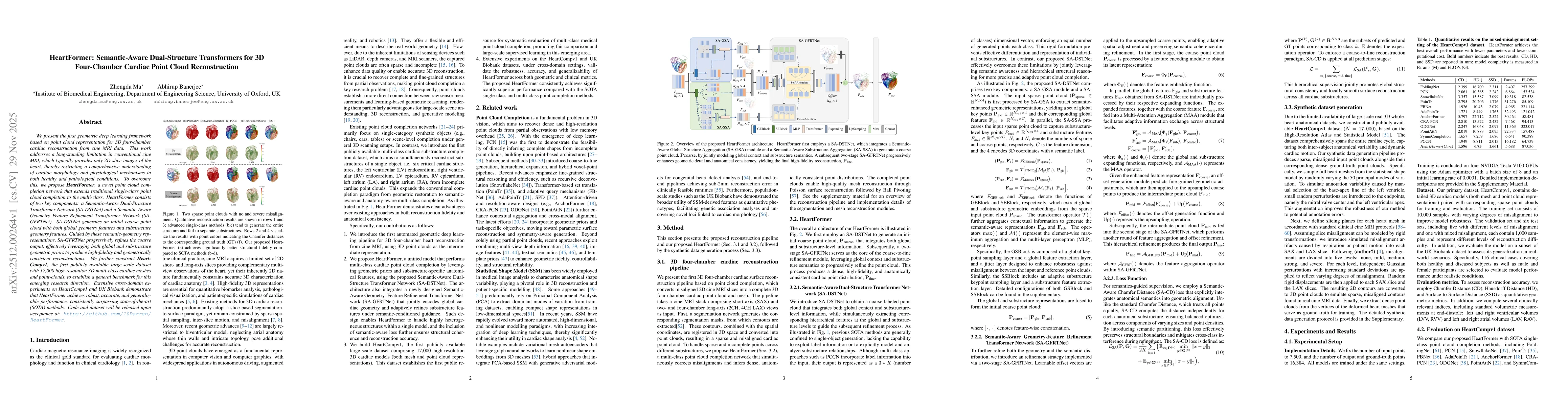 Thumbnail for HeartFormer: Semantic-Aware Dual-Structure Transformers for 3D Four-Chamber Cardiac Point Cloud Reconstruction