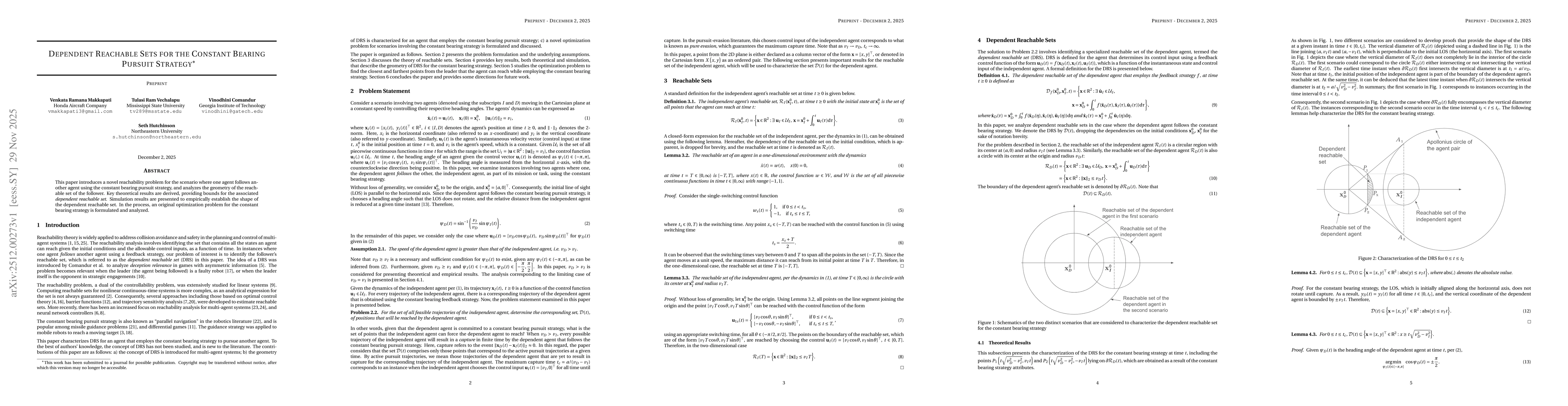 Thumbnail for Dependent Reachable Sets for the Constant Bearing Pursuit Strategy