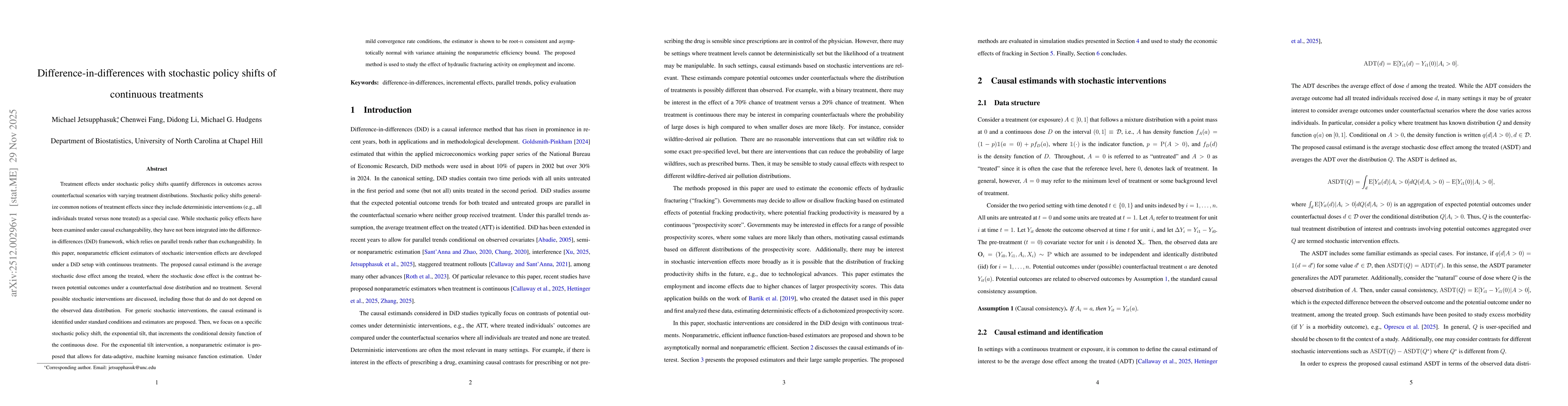 Thumbnail for Difference-in-differences with stochastic policy shifts of continuous treatments