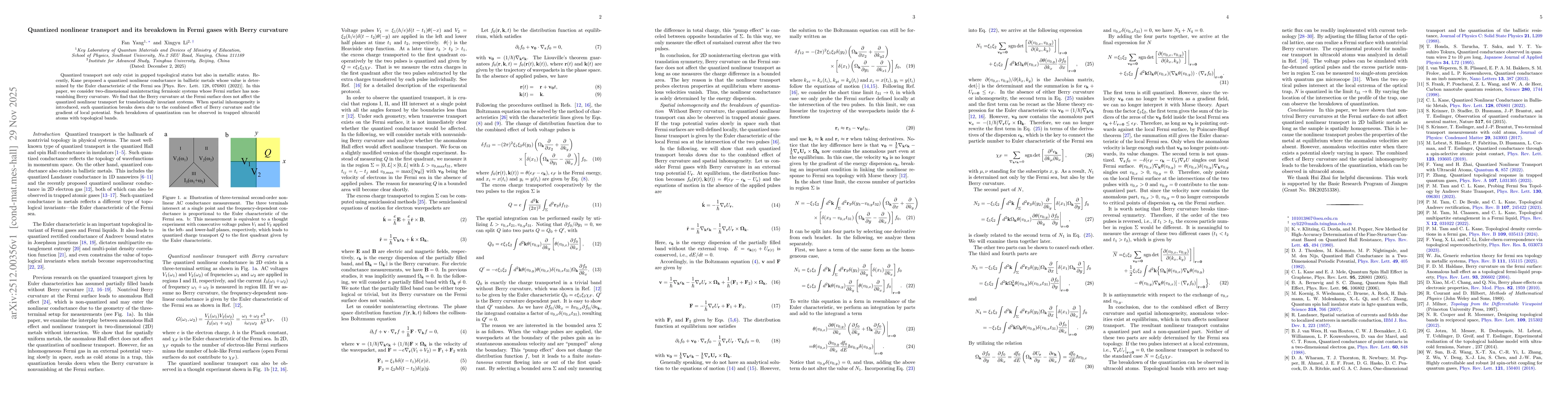 Thumbnail for Quantized nonlinear transport and its breakdown in Fermi gases with Berry curvature
