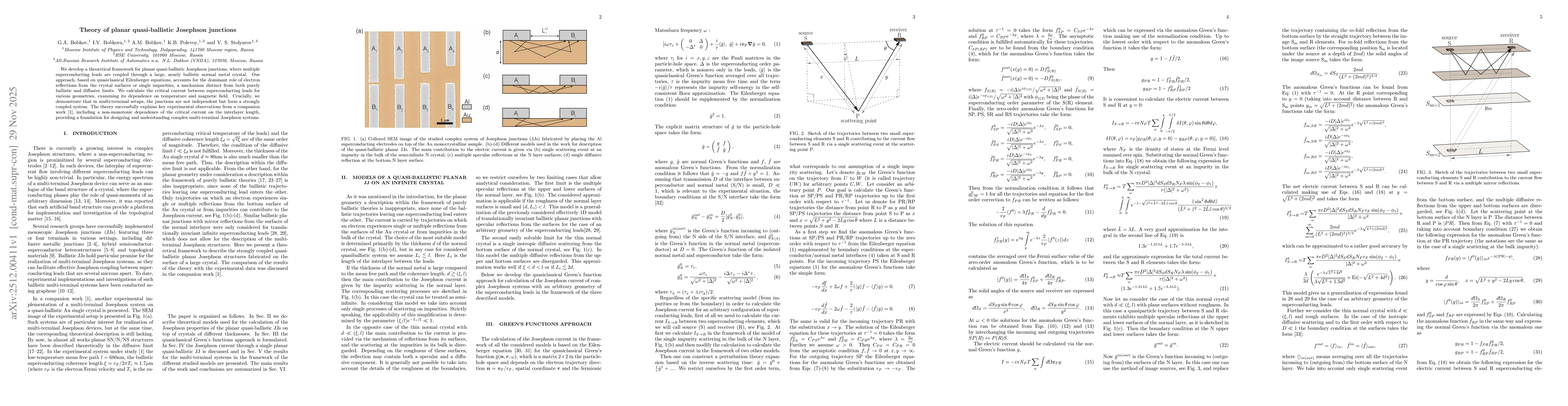 Thumbnail for Theory of planar quasi-ballistic Josephson junctions