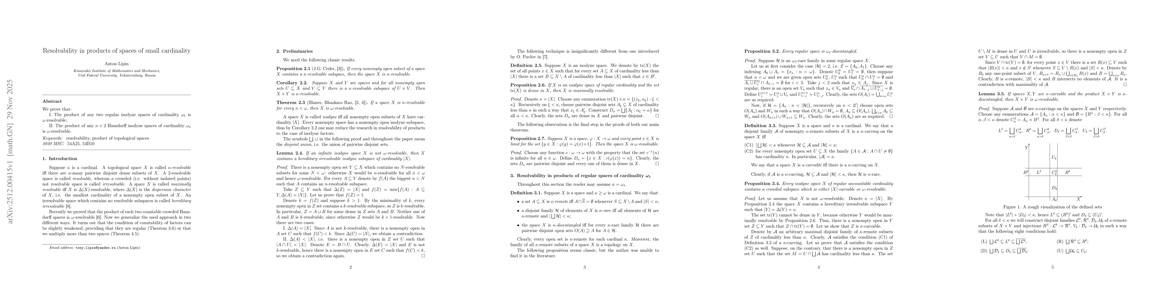 Thumbnail for Resolvability in products of spaces of small cardinality