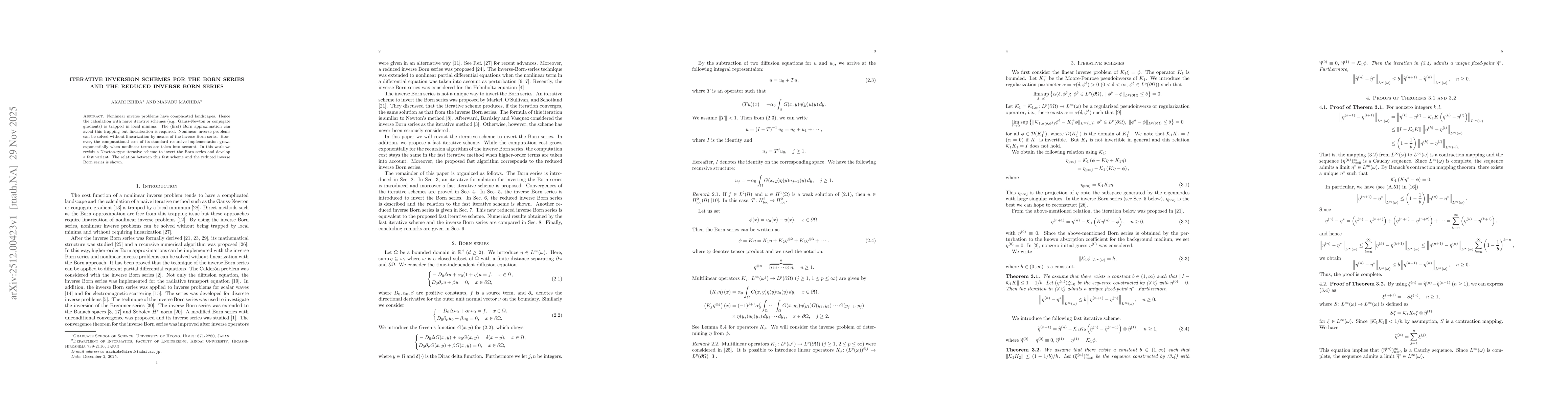 Thumbnail for Iterative inversion schemes for the Born series and the reduced inverse Born series