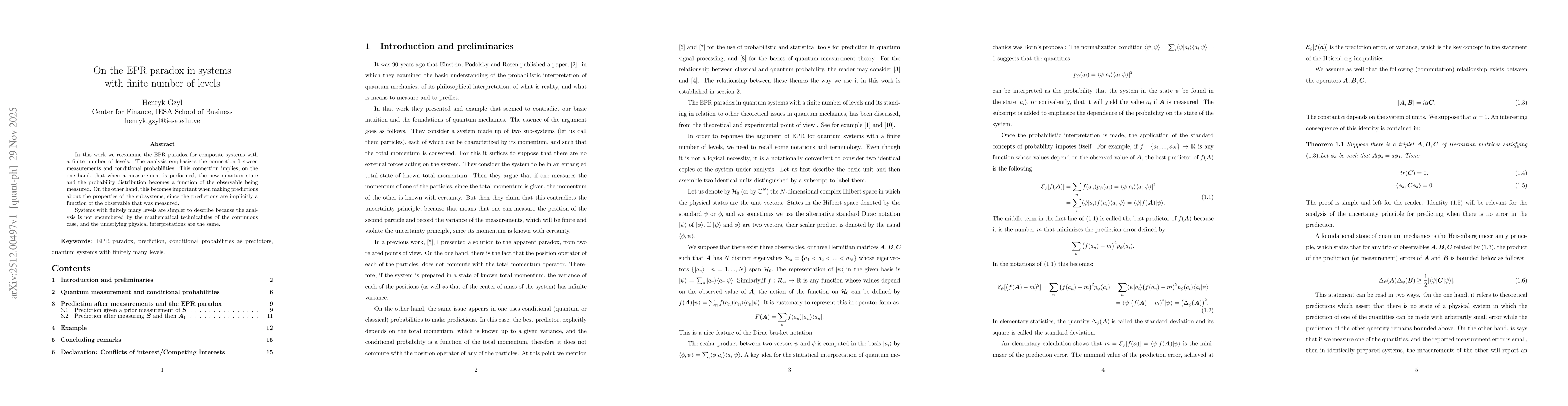 Thumbnail for On the EPR paradox in systems with finite number of levels