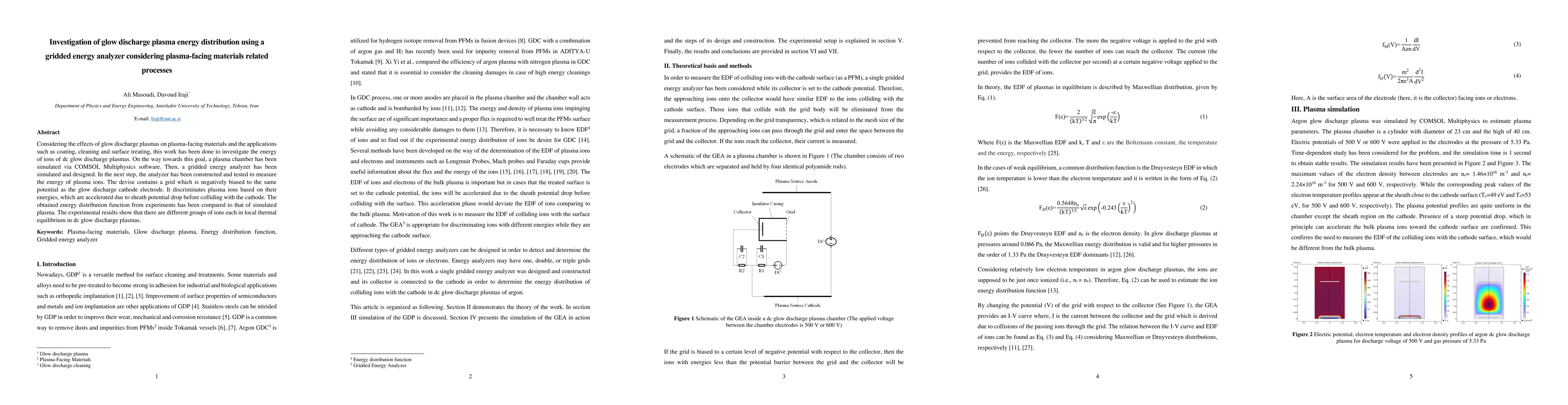 Thumbnail for Investigation of glow discharge plasma energy distribution using a gridded energy analyzer considering plasma-facing materials related processes