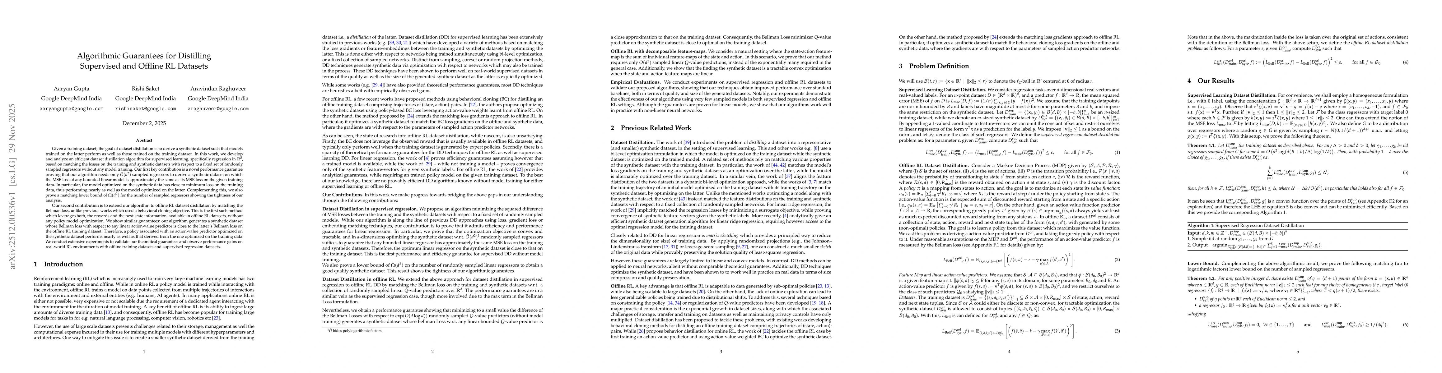 Thumbnail for Algorithmic Guarantees for Distilling Supervised and Offline RL Datasets
