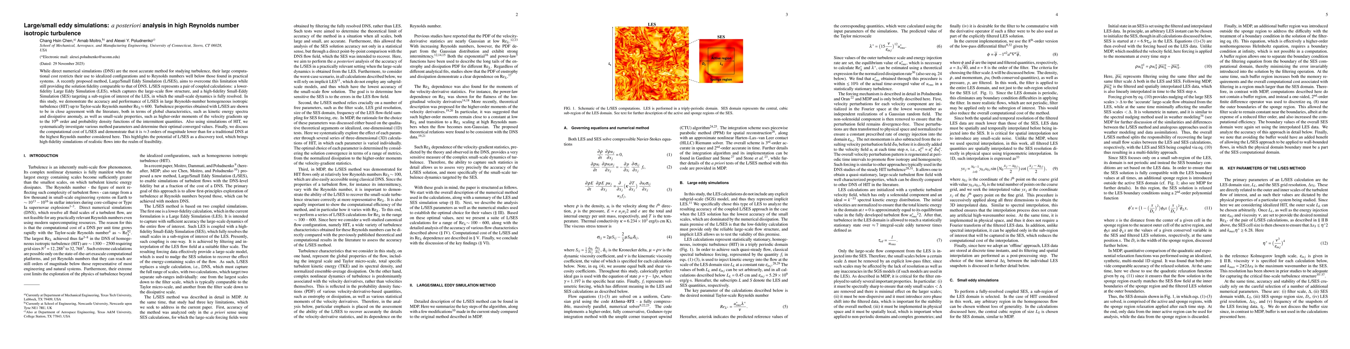 Thumbnail for Large/small eddy simulations: A posteriori analysis in high Reynolds number isotropic turbulence