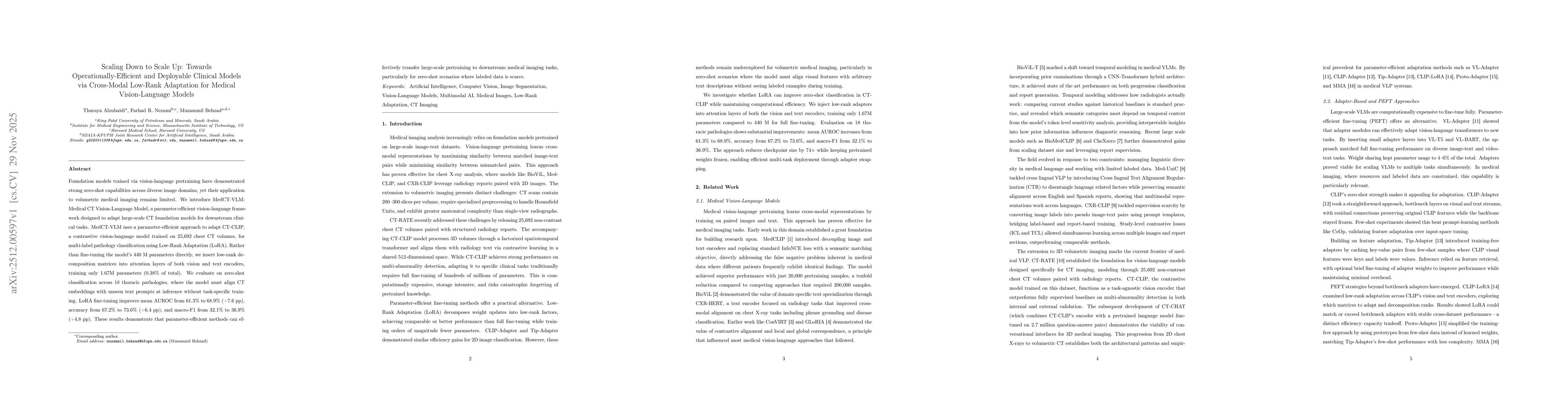 Thumbnail for Scaling Down to Scale Up: Towards Operationally-Efficient and Deployable Clinical Models via Cross-Modal Low-Rank Adaptation for Medical Vision-Language Models