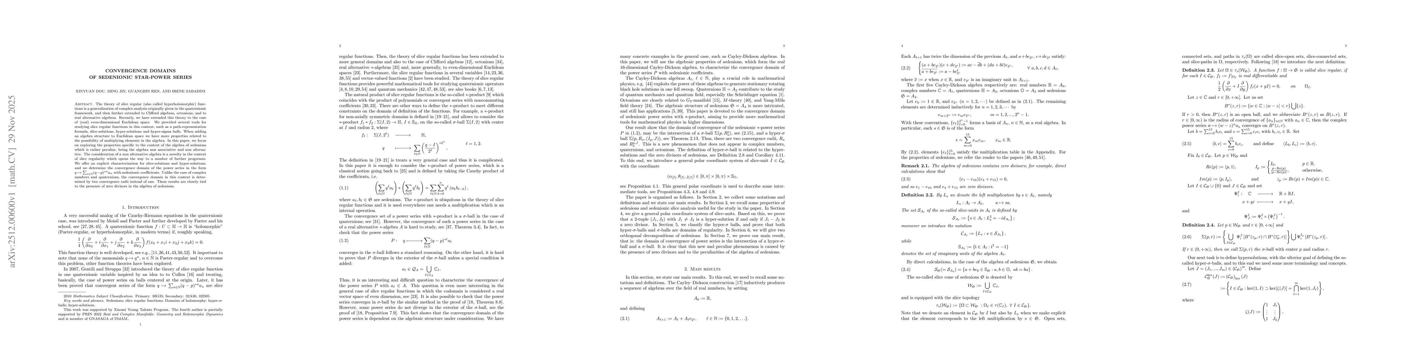 Thumbnail for Convergence domains of sedenionic star-power series