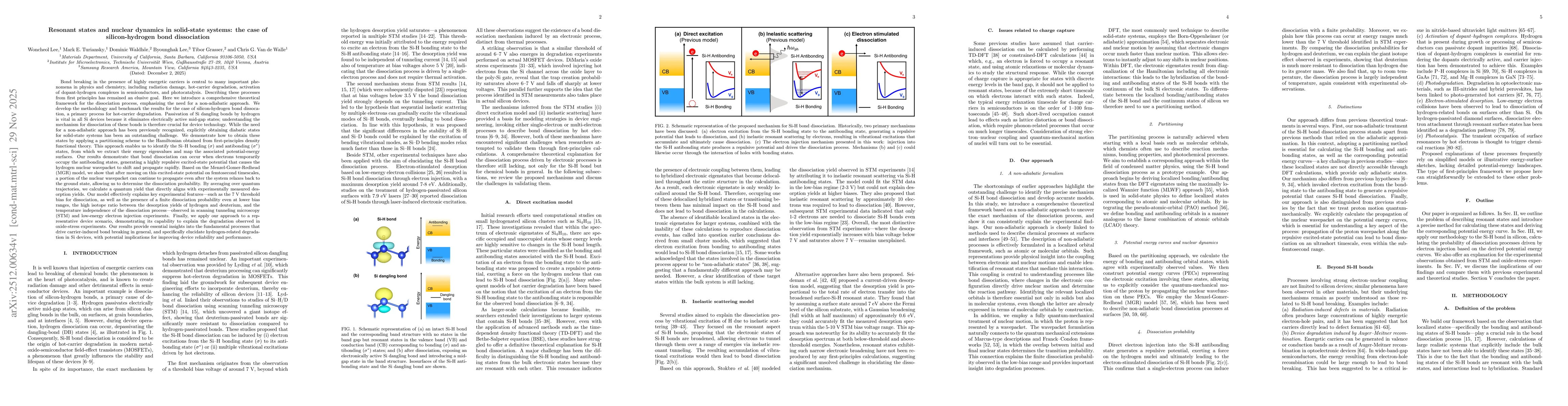 Thumbnail for Resonant states and nuclear dynamics in solid-state systems: the case of silicon-hydrogen bond dissociation