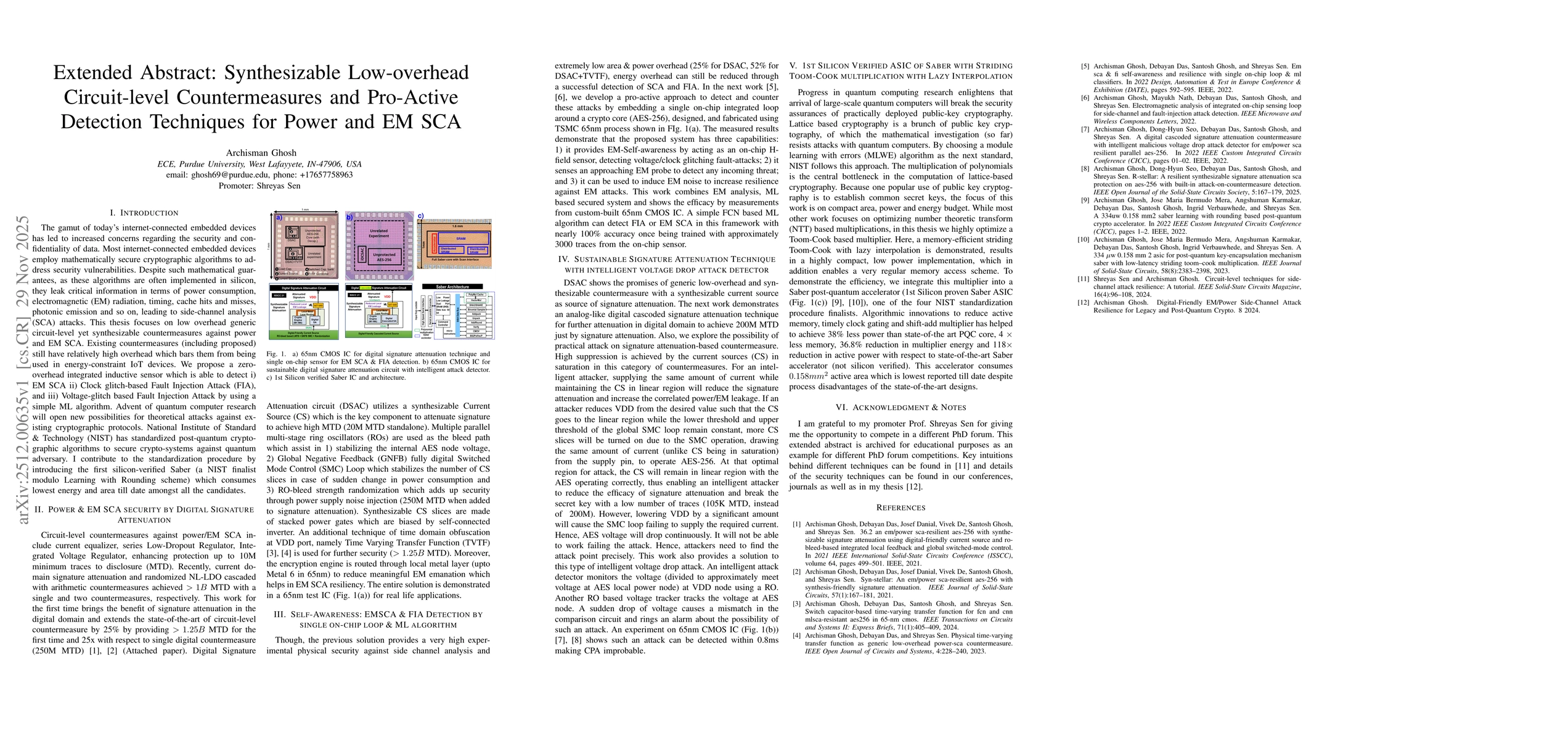 Thumbnail for Extended Abstract: Synthesizable Low-overhead Circuit-level Countermeasures and Pro-Active Detection Techniques for Power and EM SCA