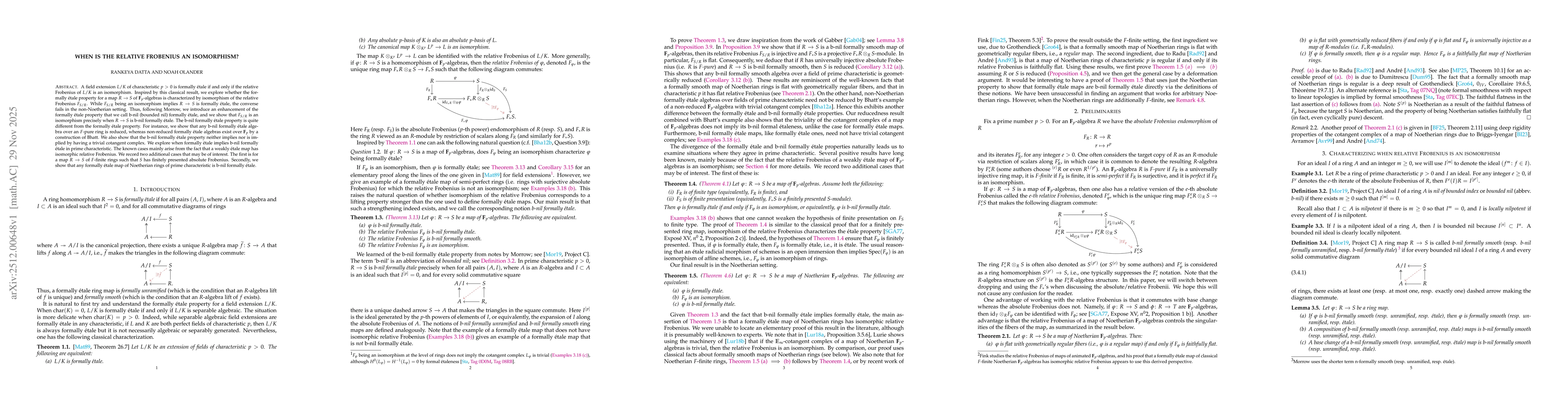 Thumbnail for When is the relative Frobenius an isomorphism?