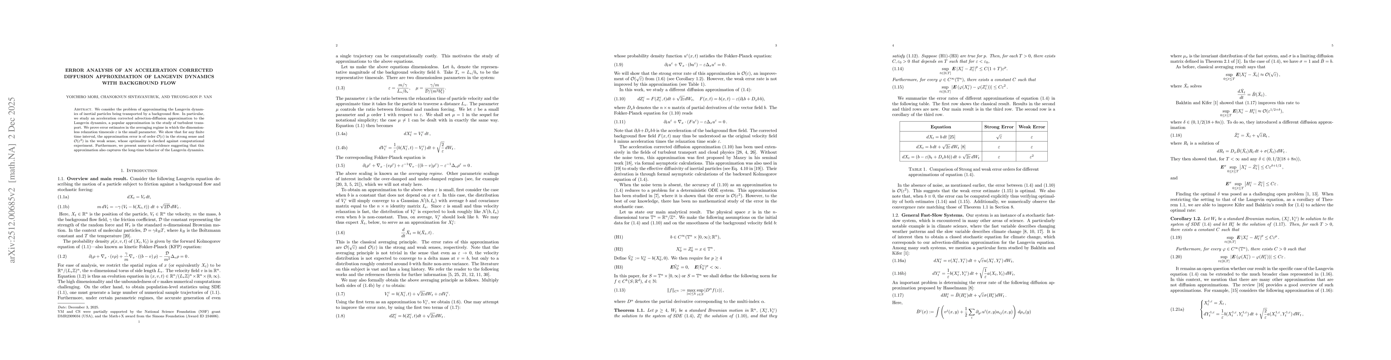 Thumbnail for Error analysis of an acceleration corrected diffusion approximation of Langevin dynamics with background flow