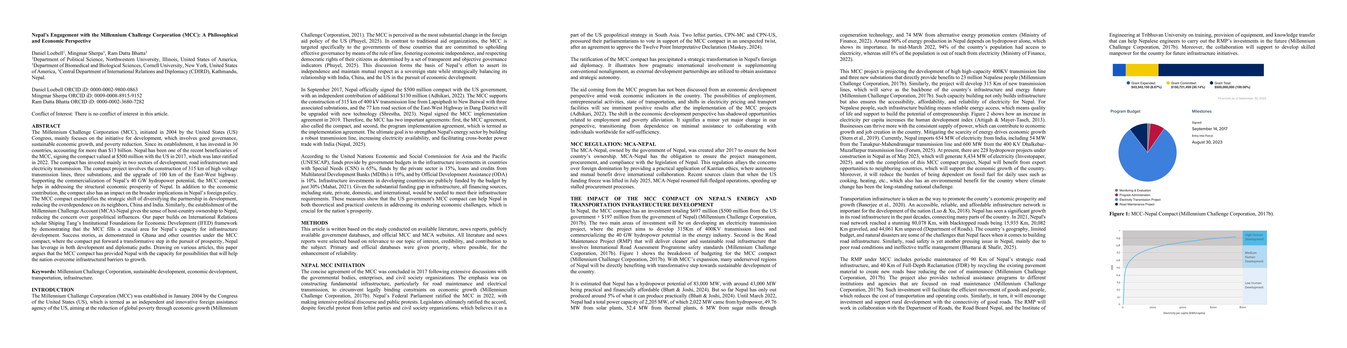 Thumbnail for Nepal Engagement with the Millennium Challenge Corporation (MCC) A Philosophical and Economic Perspective
