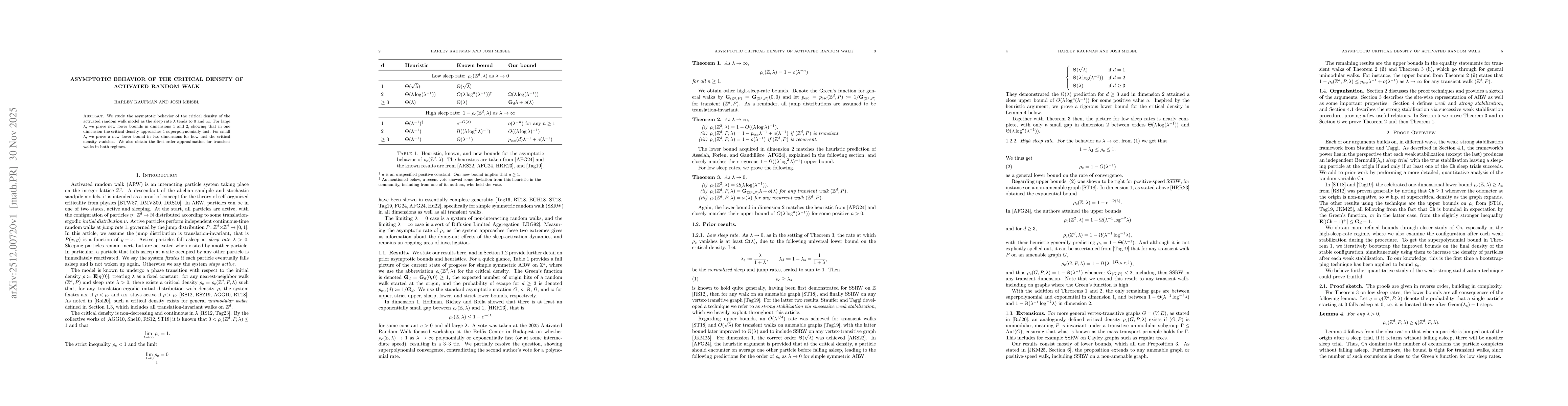 Thumbnail for Asymptotic behavior of the critical density of activated random walk